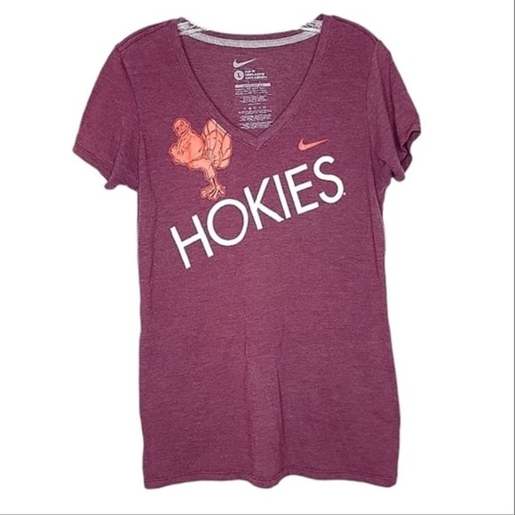 Nike Short Sleeve Tee Shirt Women’s Large Hokies Chicken Maroon Red - Picture 1 of 9